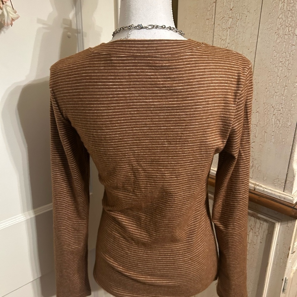 Striped Brown Long Sleeve Top - Picture 4 of 9